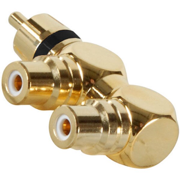 Main product image for Gold RCA Y (1) Male To (2) Right Angle Female Black 091-515